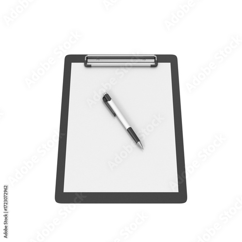 Wallpaper Mural 3D render of black clipboard with pen on paper sheet Torontodigital.ca