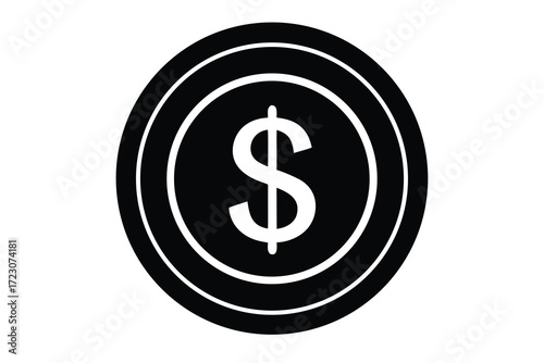 dollar coin icon silhouette vector illustration