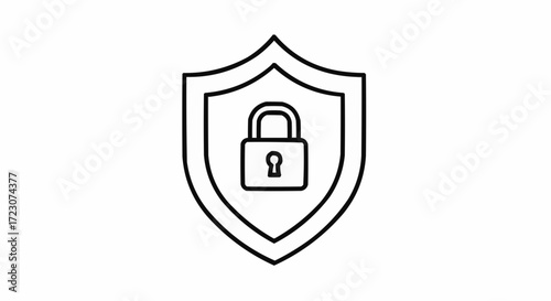 Secure shield icon with padlock vector graphic for digital security concepts