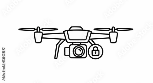Drone aerial photography security concept vector illustration outline icon