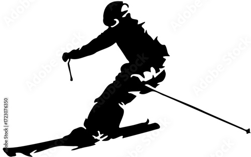 silhouette of a skier