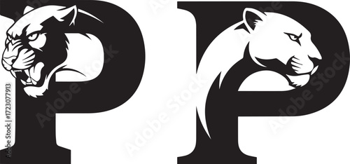 Panther Letter P Silhouette Illustration