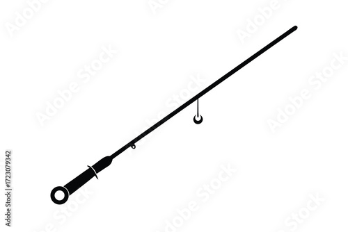 fishing rod icon silhouette vector illustration