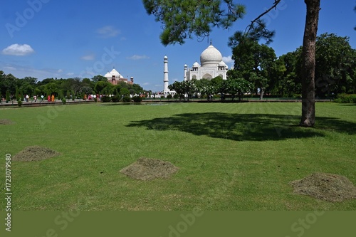 Taj Mahal monumental tomb in Agra India
