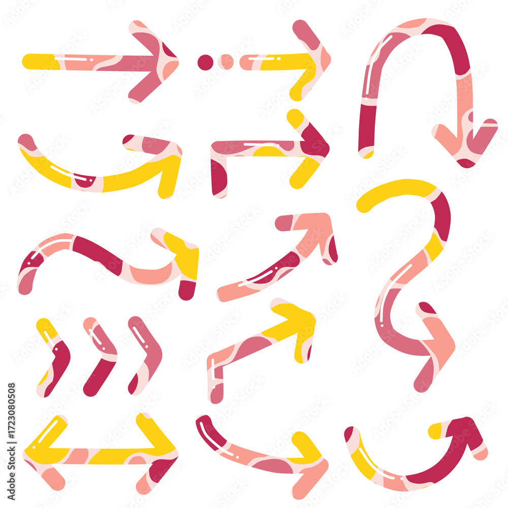 Fototapeta premium Colorful Artistic Arrow Set – Creative Decorative Font Design