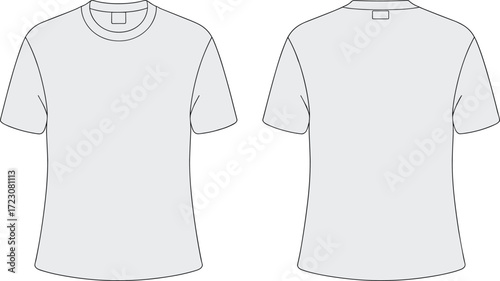 Plain light gray t shirt front back view, blank crew neck short sleeve apparel, unisex fashion clothing mockup, casual cotton template design