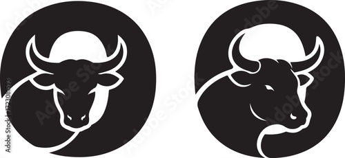 Bull Silhouette in Circle