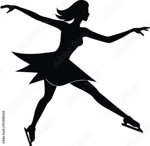 Elegant woman ice skating silhouette vector illustration scalable eps icon for winter sports and dance vector