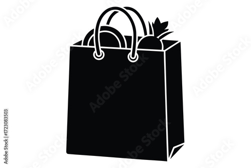 grocery bag icon silhouette vector illustration