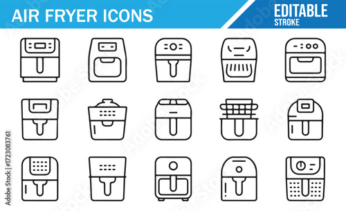 Kitchen Air Fryer Symbols – Modern Countertop Devices – Monoline