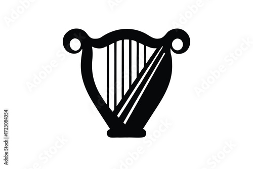 harp icon silhouette vector illustration