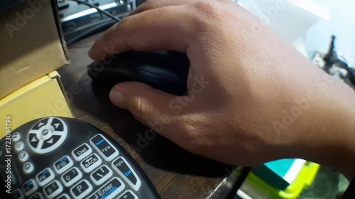 Computer Technician Using Mouse Near CPU for PC System Repair – Raw Handheld Video Concept