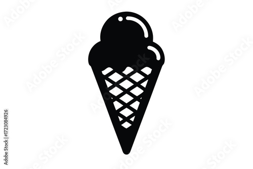 ice cream cone icon silhouette vector illustration