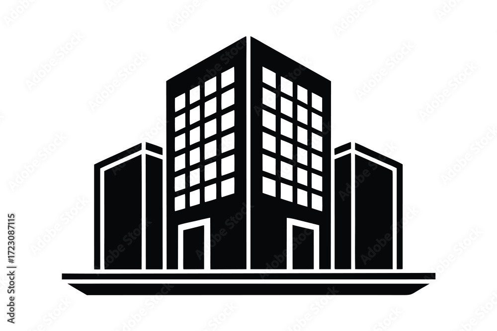 Obraz premium office building icon silhouette vector illustration
