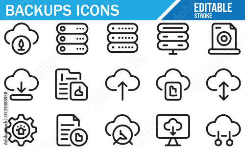 System Restore Icons – Redundancy and Mirroring – Black & White