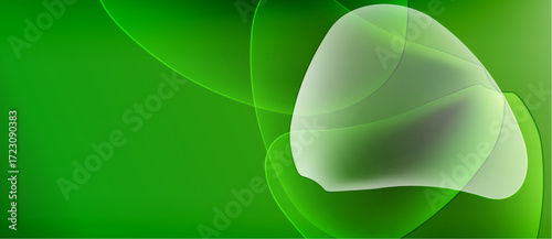 Abstract green background. Smooth curves create flowing shapes, light highlights suggest depth. Minimalist design, vibrant color palette.
