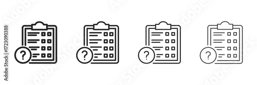 Questionnaire Icon Set With Multiple Line Styles Vector Illustration.