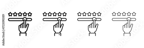 Rating Bar Icon Set With Multiple Line Styles Vector Illustration.