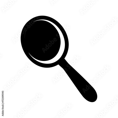 Single stylized black magnifying glass, illustrating search and exploration on white
