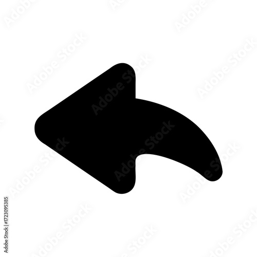 Black curved arrow pointing left suggesting return back reply message functionality