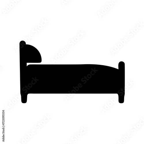 Stylized black silhouette of a bed with headboard and footboard design