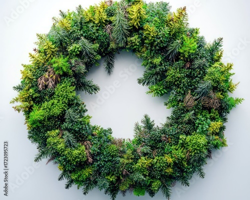 A circular wreath of various greenery