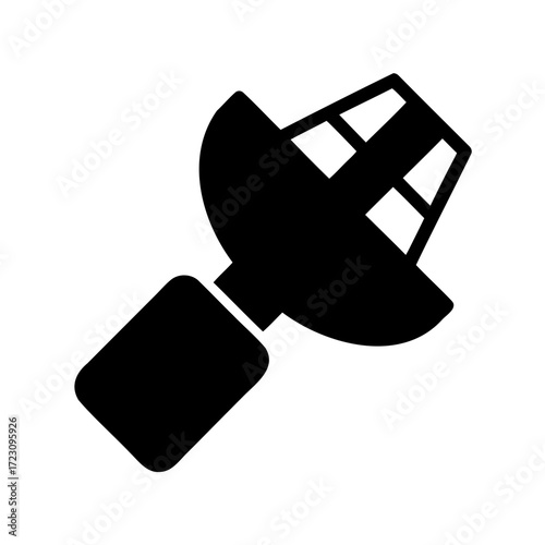 Black silhouette of a fencing mask and handle on a white background