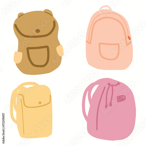 school backpack education cartoon isolated on white background. 