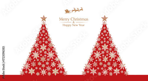Elegant Christmas card with snowflake trees and golden accents for festive holiday greetings or invitations perfect for spreading cheer