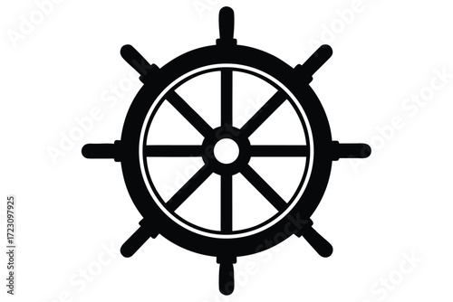 ship wheel icon silhouette vector illustration