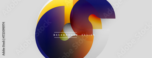 Abstract colorful design. Overlapping shapes create dynamic visual effect. Gradient hues blend smoothly, modern aesthetic.