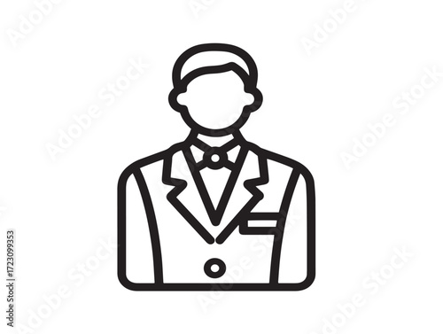 Elegant Hotel Service Icon in Professional Thin Line Vector Illustration