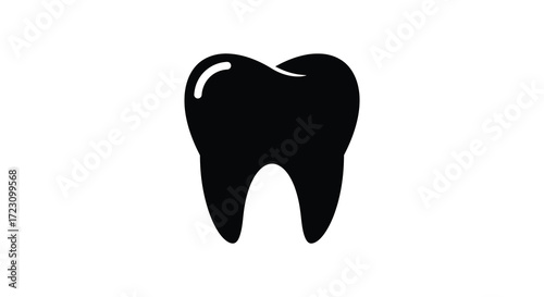 Simple black tooth graphic design isolated on a white background silhouette