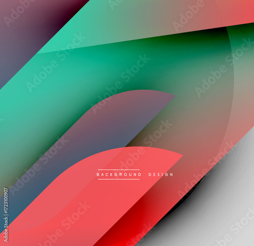 Abstract flowing shapes, vibrant colors blend smoothly. Modern design features gradients, curves, dynamic composition. Background suggests movement, energy.