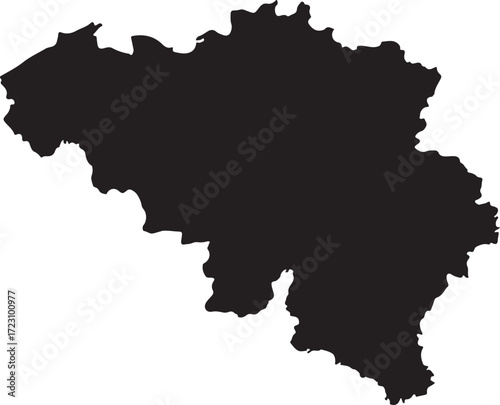 Black silhouette map of belgium outline shape geographic borders country
