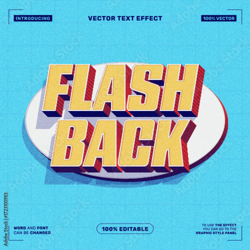 Retro 3D Flashback Editable Vector Text Effect