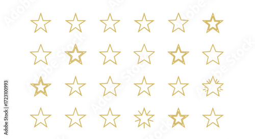Elegant golden star icons for design, branding, and celebrating achievements with sparkling visual appeal
