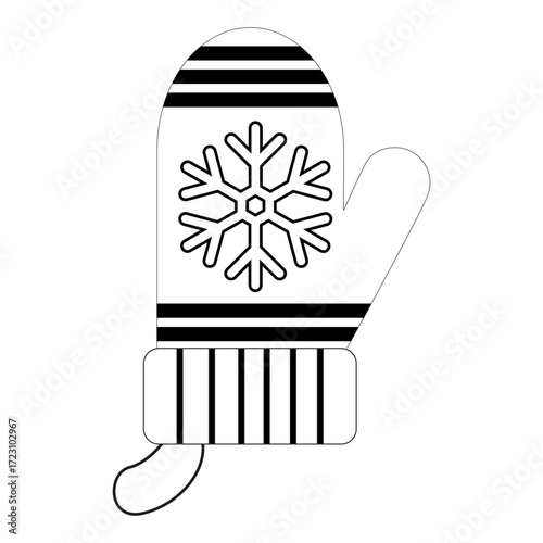 A charming  winter mitten, each uniquely designed with snowflakes, stripes, and dots, and presented. The mittens evoke a sense of warmth, festivity, winter wonderland scenes