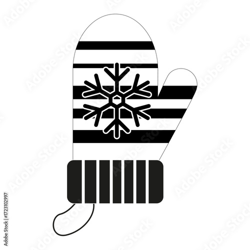 A charming  winter mitten, each uniquely designed with snowflakes, stripes, and dots, and presented. The mittens evoke a sense of warmth, festivity, winter wonderland scenes