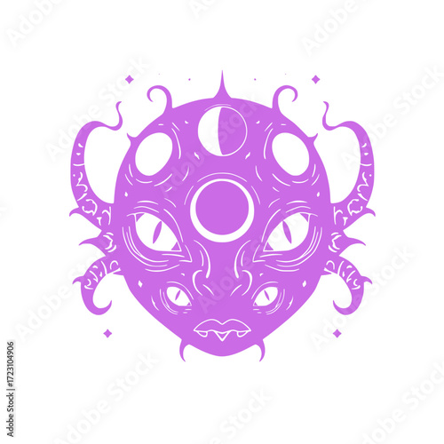 Mystical lunar being with haunting gaze, perfect for fantasy art and surreal designs projects