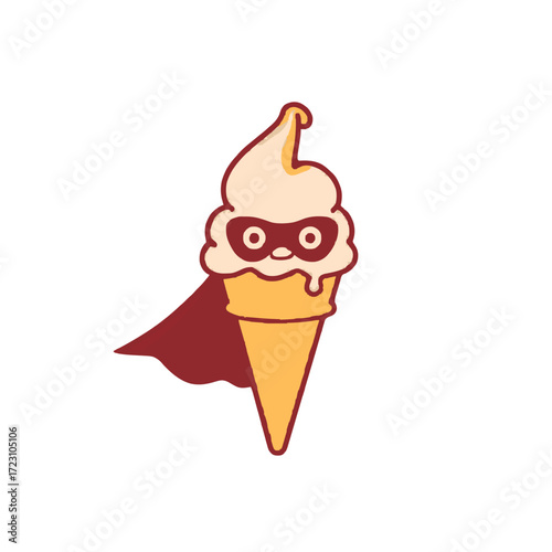 Adorable ice cream cone superhero ready to save the day with sweetness and charm, sweet treat