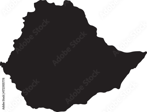 Ethiopia map silhouette isolated geographical outline country shape national border