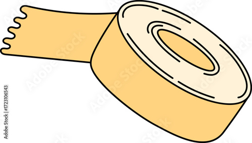 A roll of tape with a piece unrolled