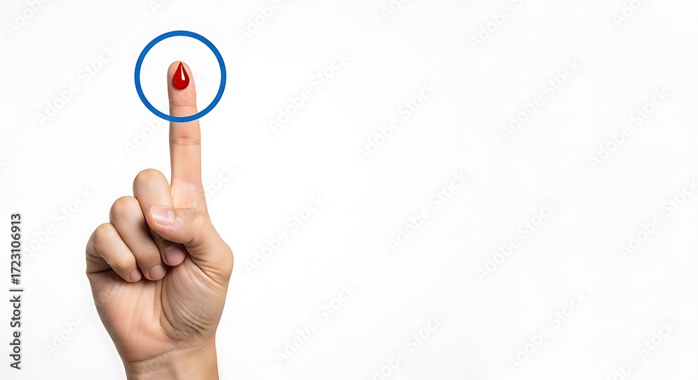 Fototapeta premium Fingertip Blood Sample, Precisely Marked for Medical Testing