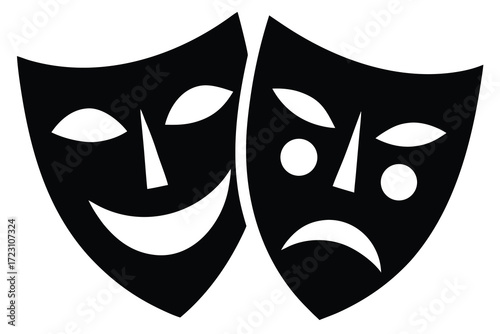theater masks icon silhouette vector illustration