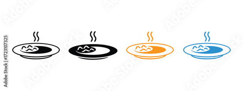 Curry and rice monochrome icon vector.  appetizing hot meal for a cozy and comforting dining experience symbol. vector illustration.
