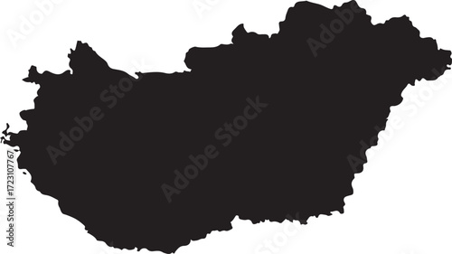 Silhouette map of hungary country outline for national identity and travel planning