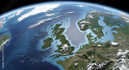Earths European Landscape - A Detailed Aerial View of Land and Water.