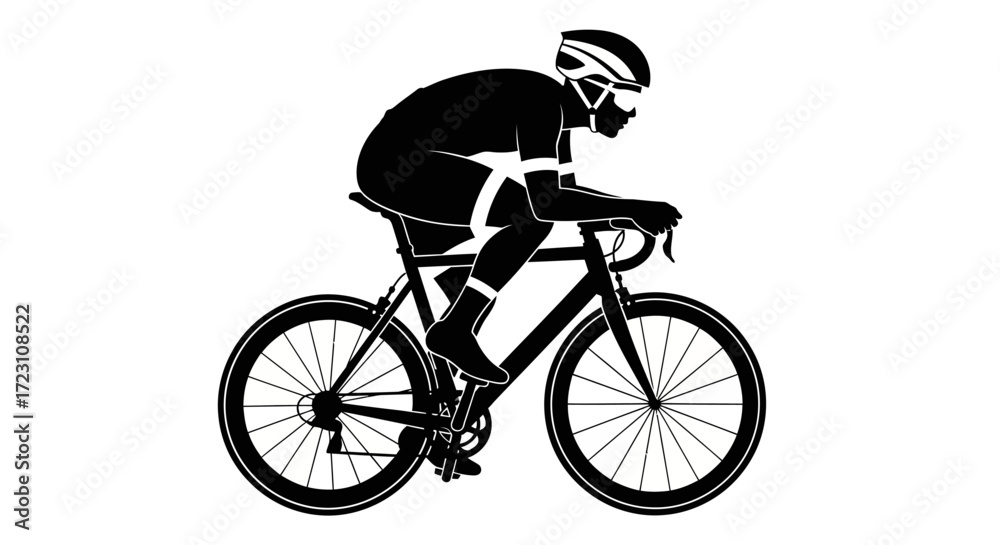 Obraz premium Silhouette of a cyclist riding a racing bike perfect for sport and healthy lifestyle visuals