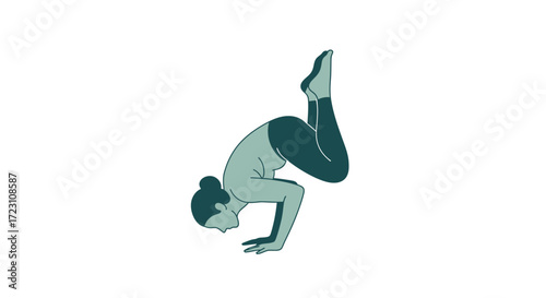 Illustration of woman in crow pose symbolizing strength and flexibility through yoga practice for